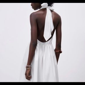 ZARA White Poplin Midi Dress